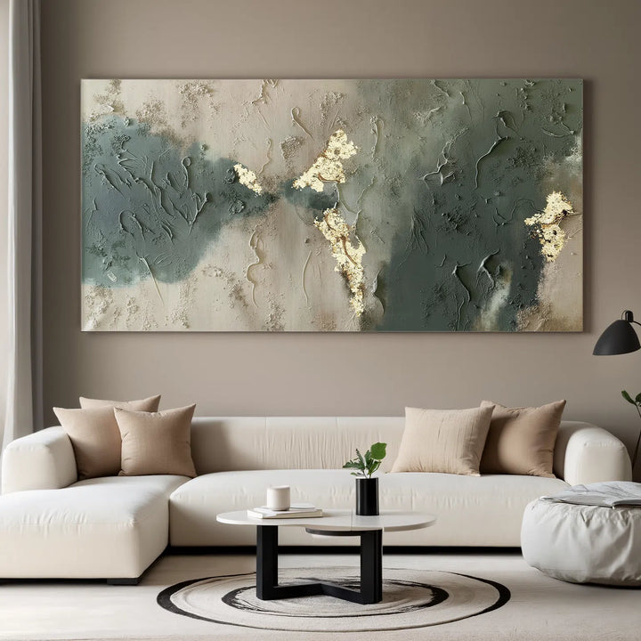 Muted Gilt – Textured Abstract Hand-Painted Oil Painting