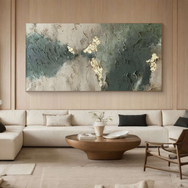 Muted Gilt – Textured Abstract Hand-Painted Oil Painting