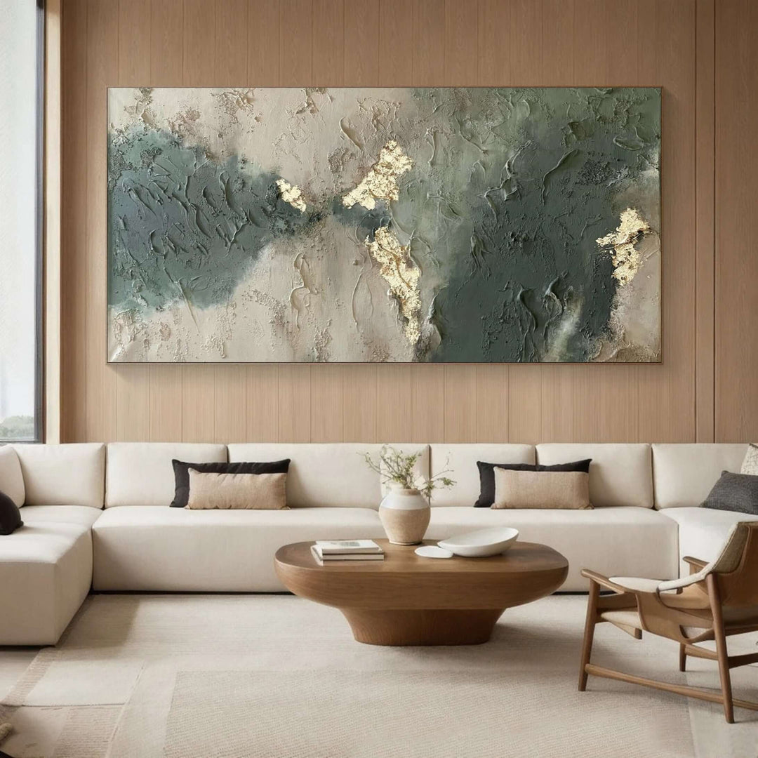 Muted Gilt – Textured Abstract Hand-Painted Oil Painting