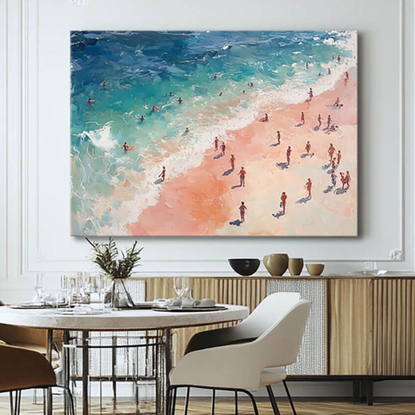 Turquoise Shore – Aerial Hand-Painted Oil Painting