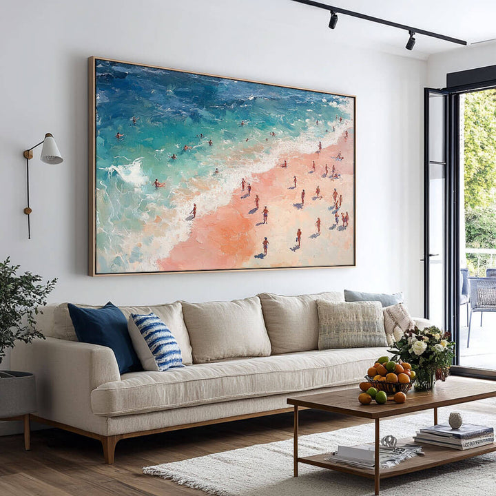 Turquoise Shore – Aerial Hand-Painted Oil Painting