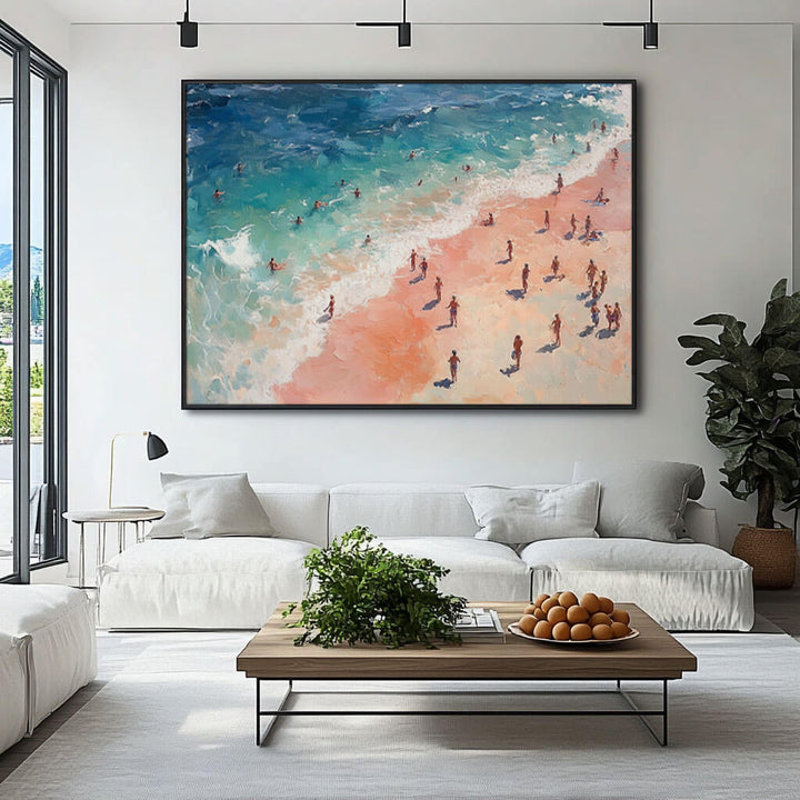 Turquoise Shore – Aerial Hand-Painted Oil Painting