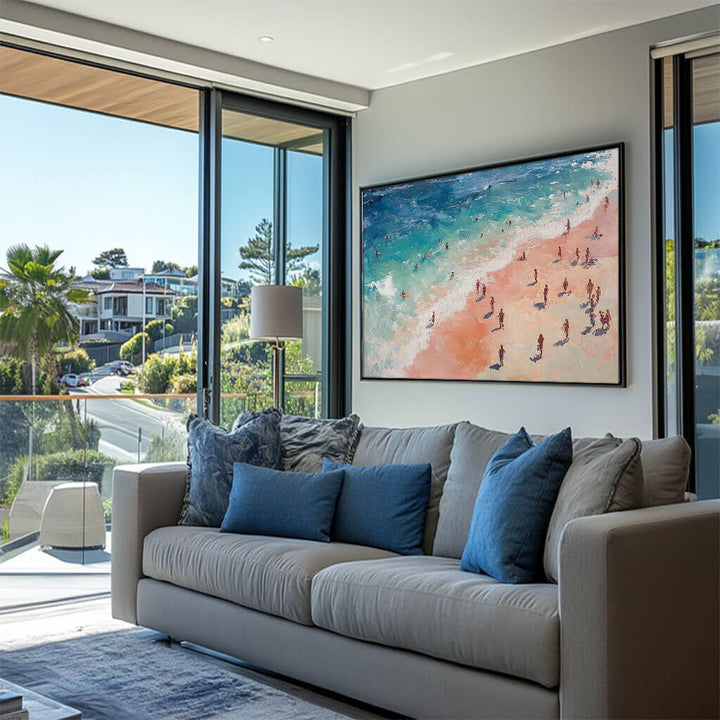 Turquoise Shore – Aerial Hand-Painted Oil Painting