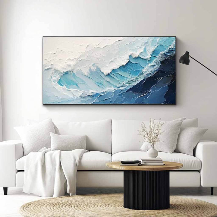 Aqua Crest – Textured Wave Hand-Painted Oil Painting