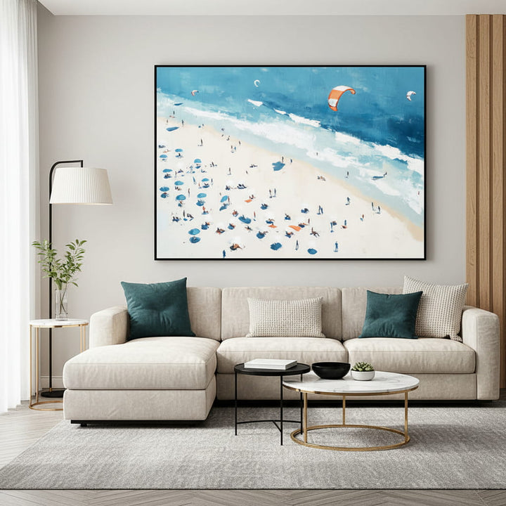 Aqua Whispers – Aerial Seascape Hand-Painted Oil Painting