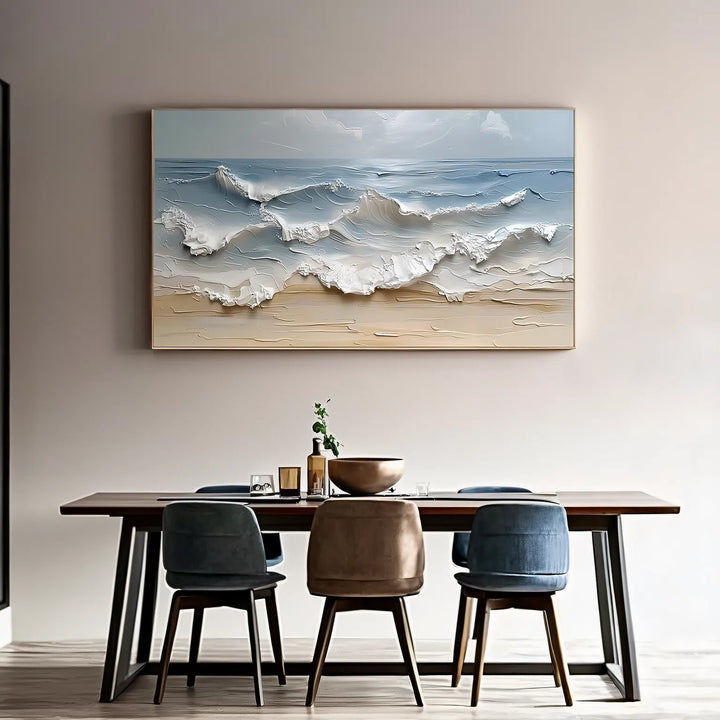 Shoreline Impasto – 3D Wave Hand-Painted Oil Painting