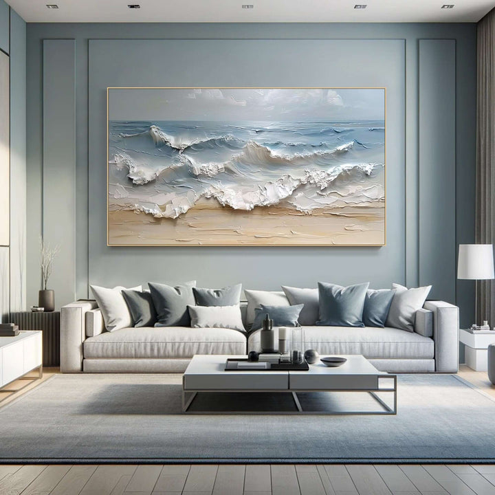 Shoreline Impasto – 3D Wave Hand-Painted Oil Painting