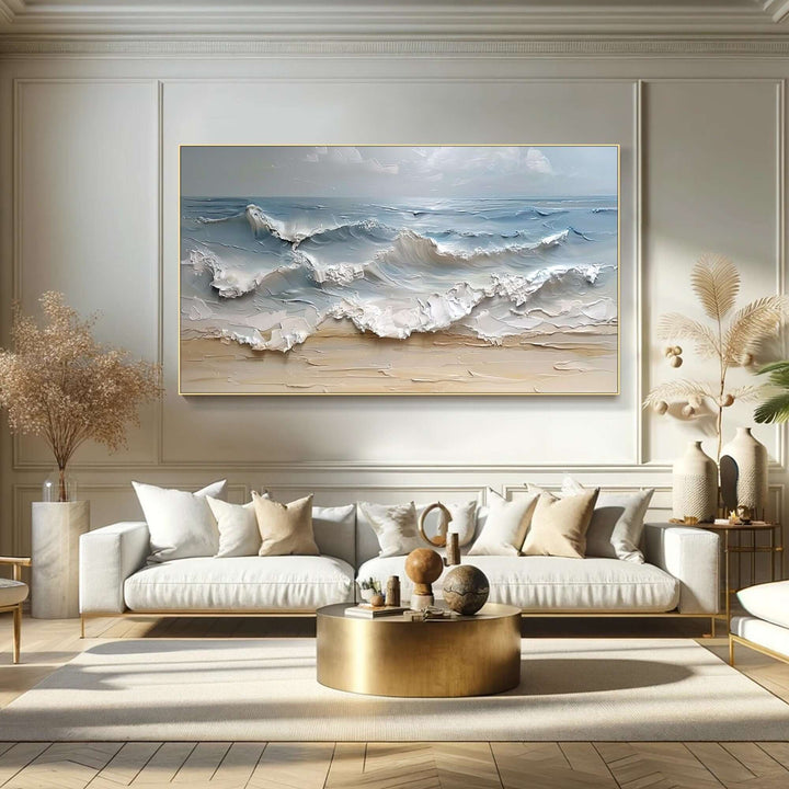 Shoreline Impasto – 3D Wave Hand-Painted Oil Painting
