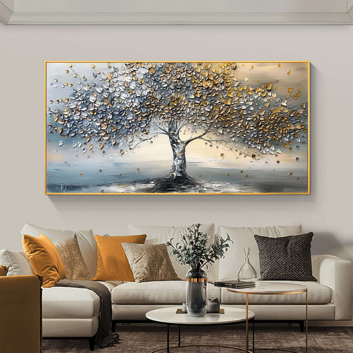 Gilded Canopy – Textured Tree Hand-Painted Oil Painting