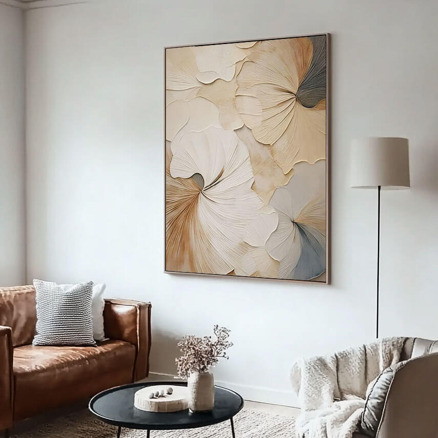 Sepia Whisper – Textured Floral Hand-Painted Oil Painting