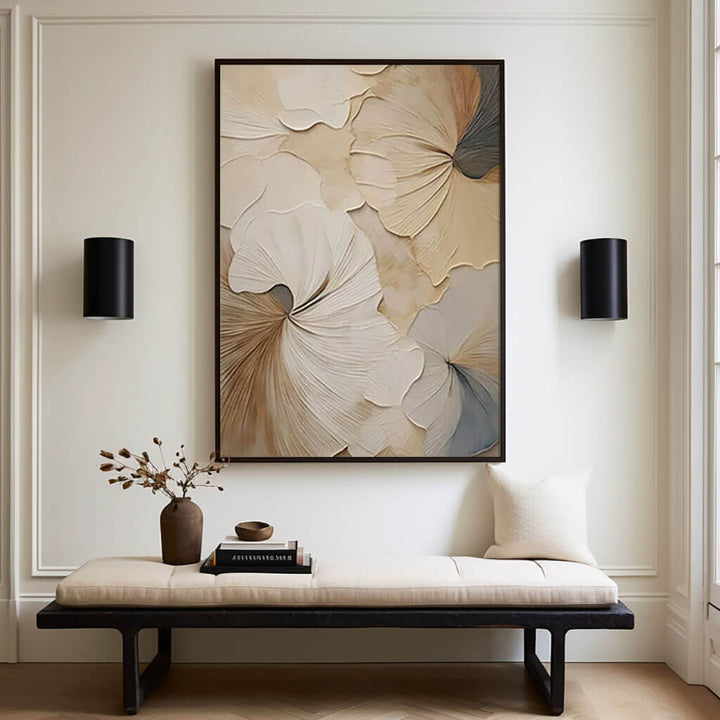 Sepia Whisper – Textured Floral Hand-Painted Oil Painting