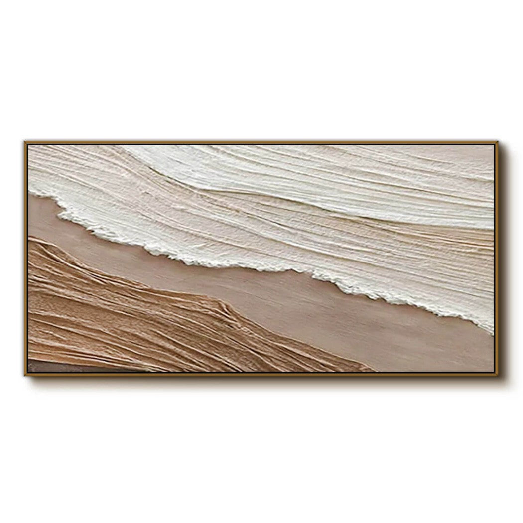Sepia Foam – Textured Coastal Hand-Painted Oil Painting