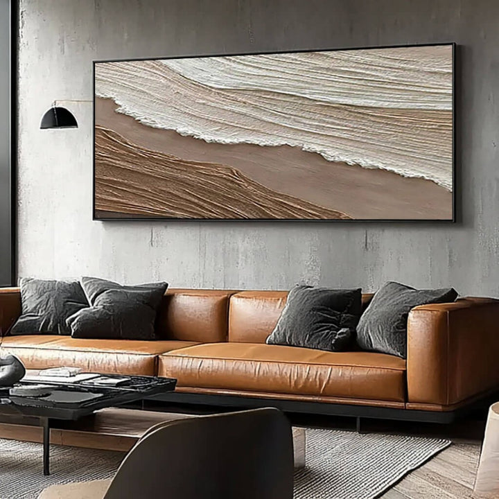 Sepia Foam – Textured Coastal Hand-Painted Oil Painting