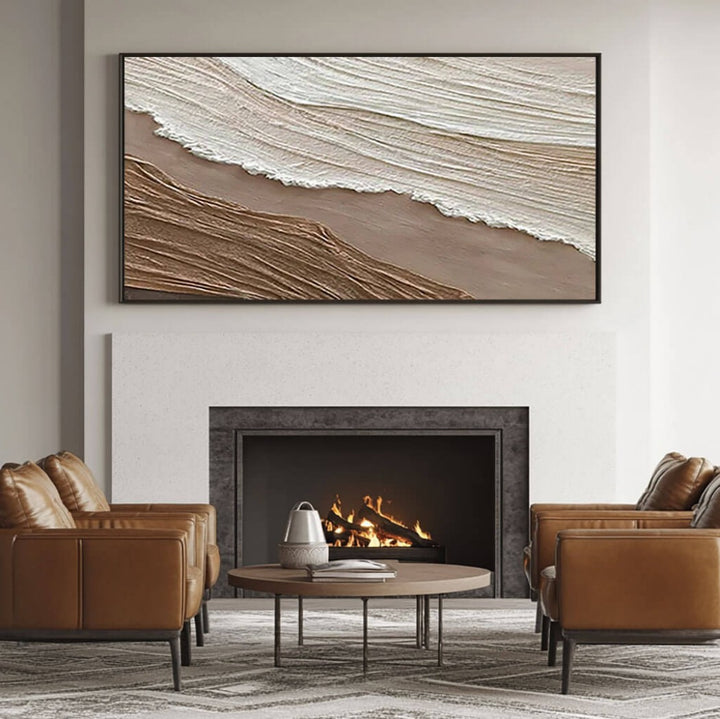Sepia Foam – Textured Coastal Hand-Painted Oil Painting