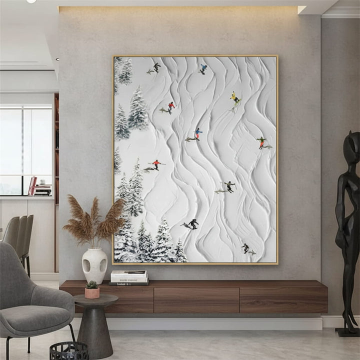 Powder Impasto – Ski Slope Hand-Painted Oil Painting