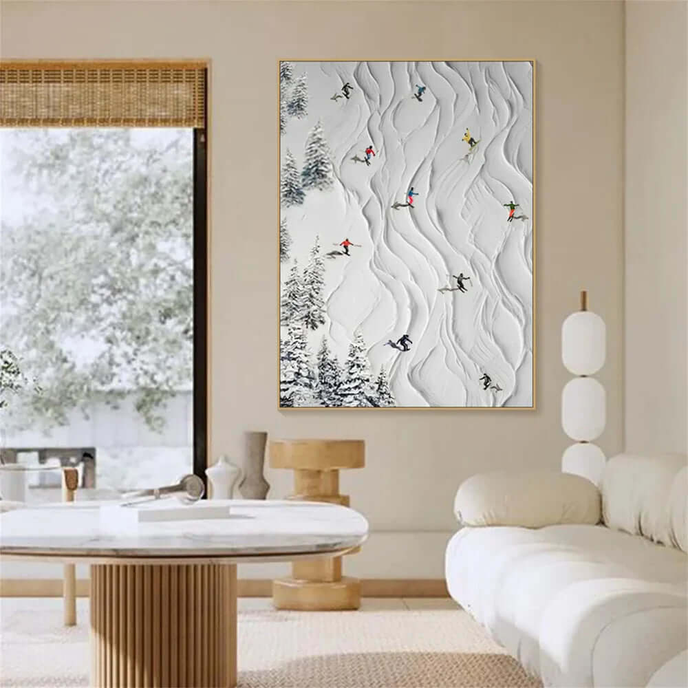 Powder Impasto – Ski Slope Hand-Painted Oil Painting