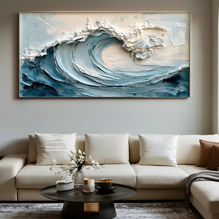 Cresting Impasto – 3D Wave Hand-Painted Oil Painting