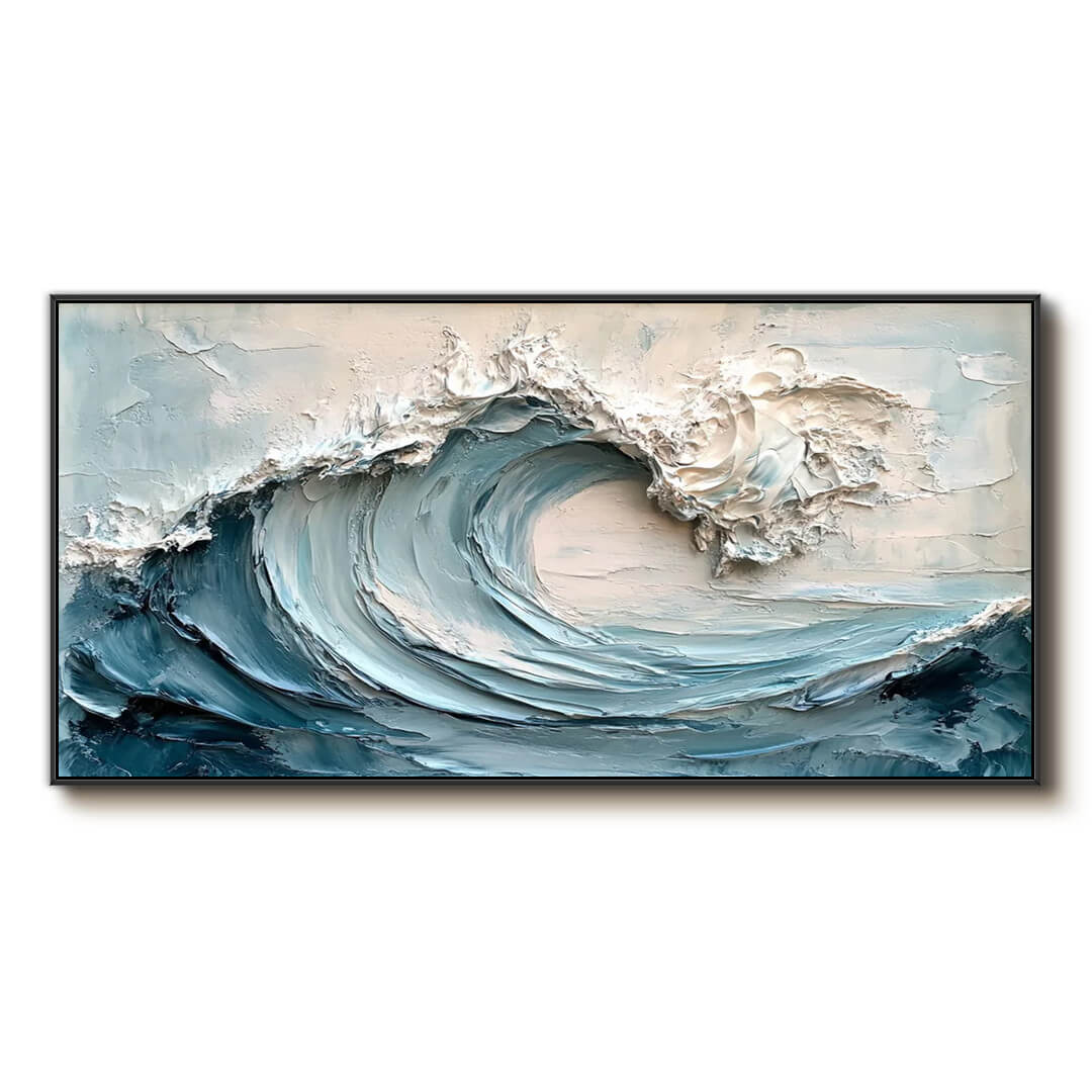 Cresting Impasto – 3D Wave Hand-Painted Oil Painting