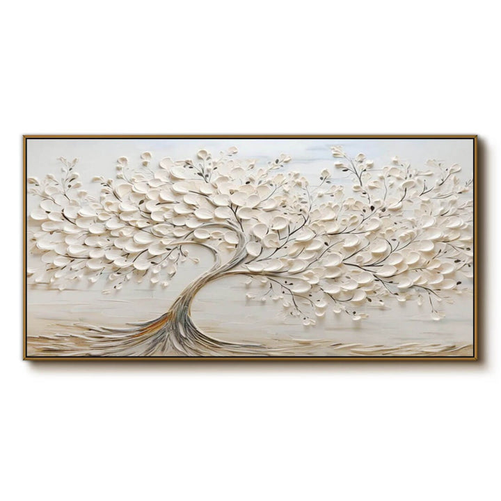 Porcelain Bloom – Textured Tree Hand-Painted Oil Painting