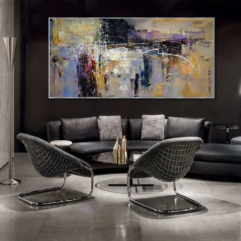 Midnight Hue – Urban Abstract Hand-Painted Oil Painting