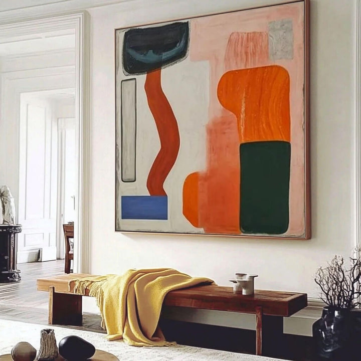 Vermilion Current – Abstract Hand-Painted Oil Painting