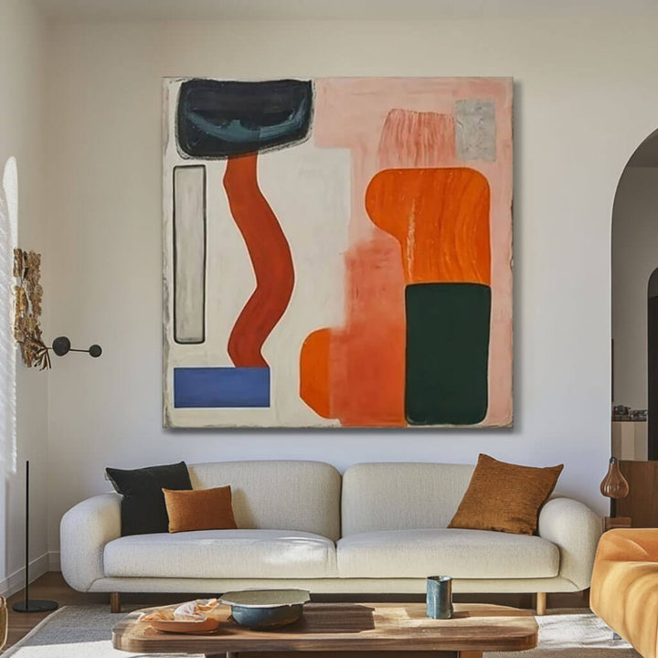 Vermilion Current – Abstract Hand-Painted Oil Painting