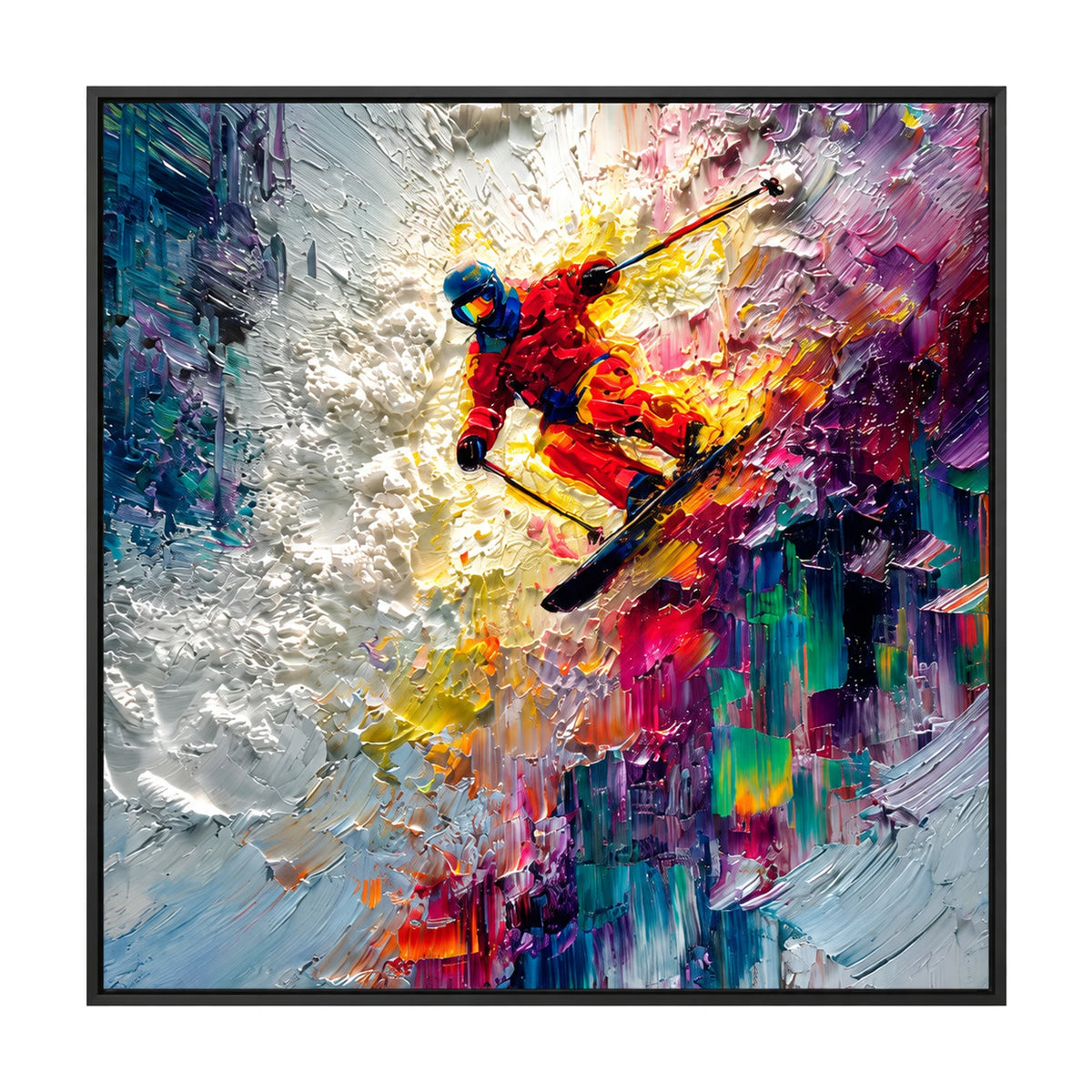Vibrant Abstract Skier Oil Painting – SK#0932
