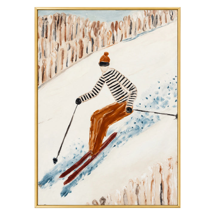 Vintage Downhill Skier Oil Painting – SK