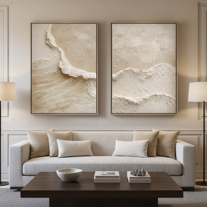Sandstone Surge – Wabi-Sabi Hand-Painted Diptych Set