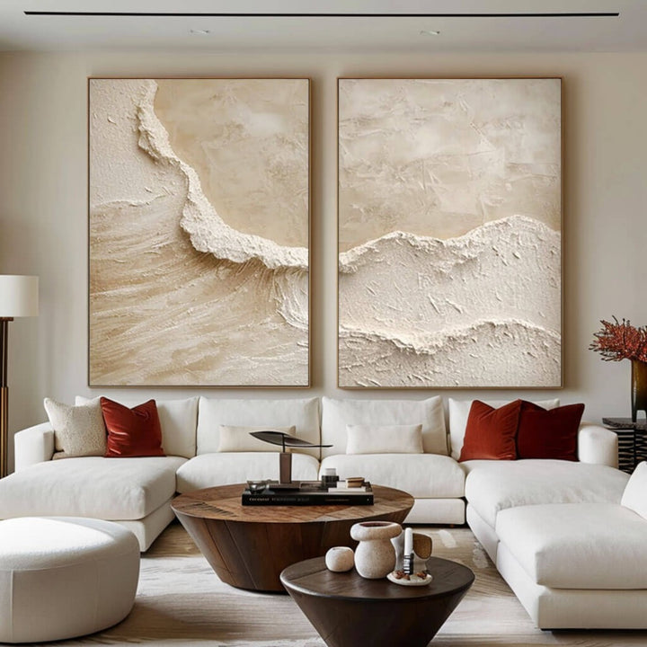 Sandstone Surge – Wabi-Sabi Hand-Painted Diptych Set