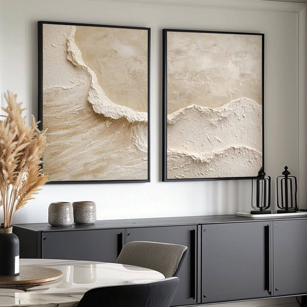 Sandstone Surge – Wabi-Sabi Hand-Painted Diptych Set