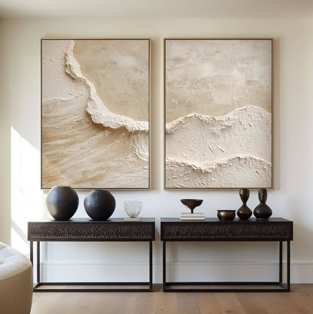 Sandstone Surge – Wabi-Sabi Hand-Painted Diptych Set