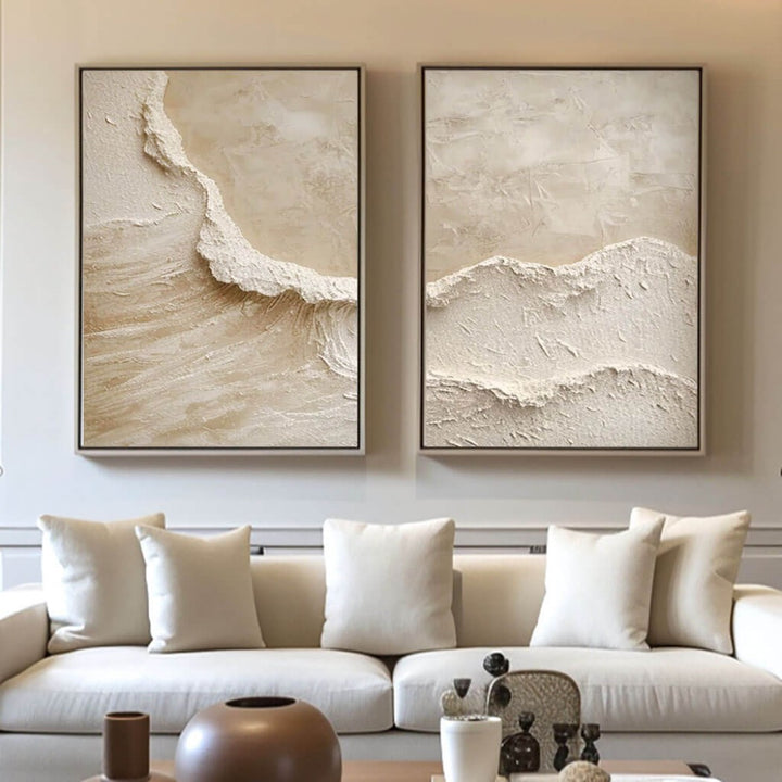 Sandstone Surge – Wabi-Sabi Hand-Painted Diptych Set