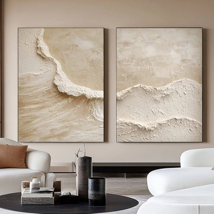 Sandstone Surge – Wabi-Sabi Hand-Painted Diptych Set