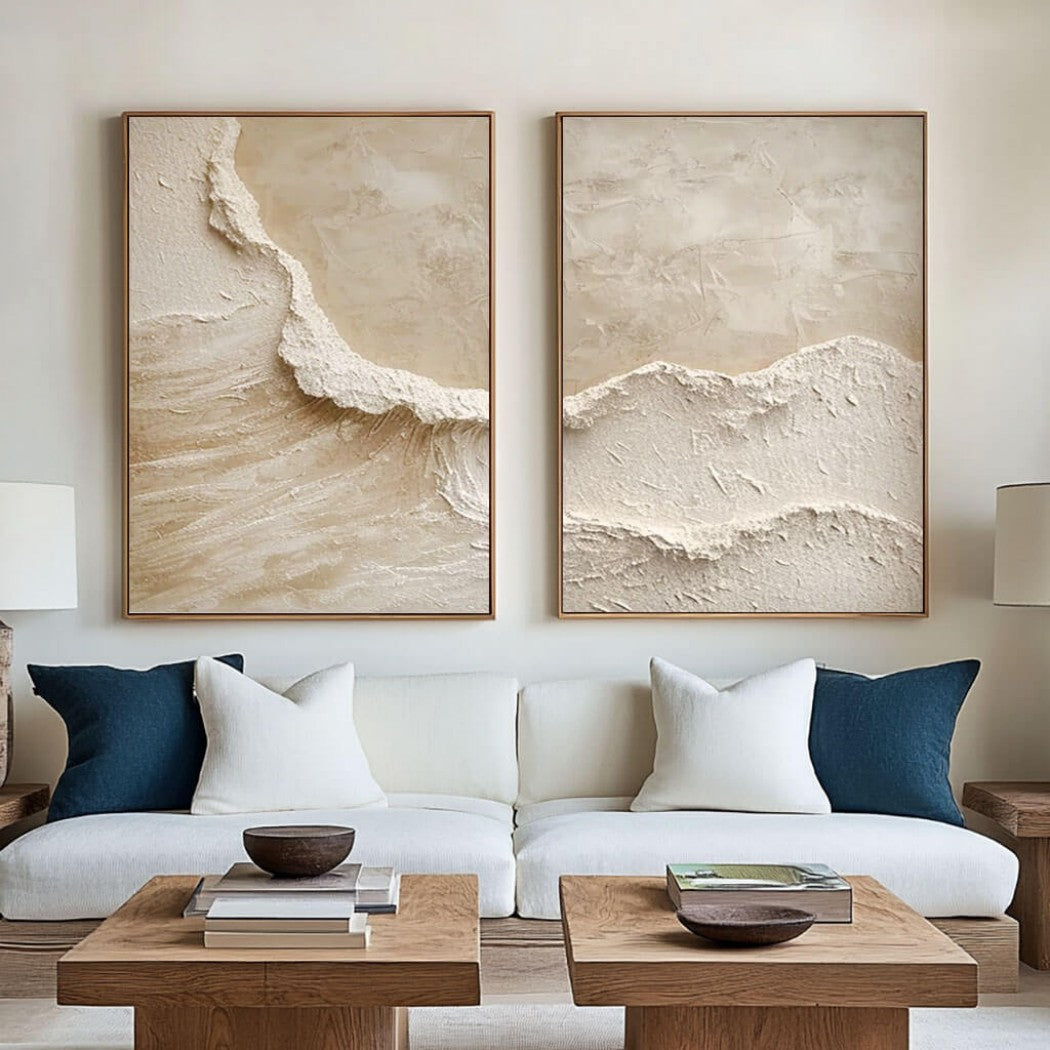 Sandstone Surge – Wabi-Sabi Hand-Painted Diptych Set