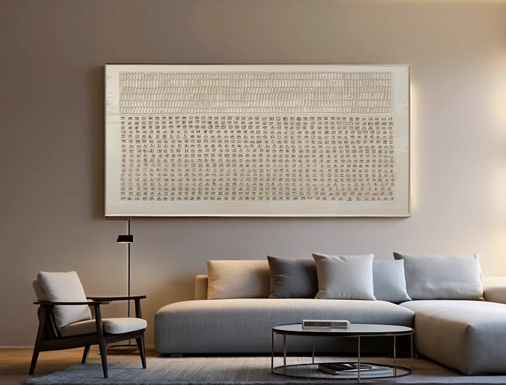 Glyphic Repetition – Wabi-Sabi Hand-Painted Oil Painting