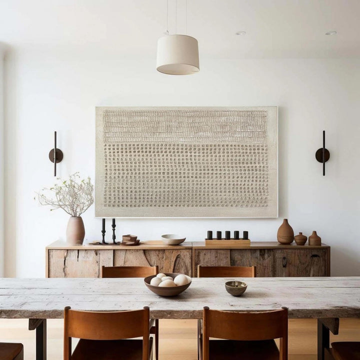 Glyphic Repetition – Wabi-Sabi Hand-Painted Oil Painting