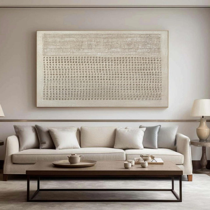 Glyphic Repetition – Wabi-Sabi Hand-Painted Oil Painting