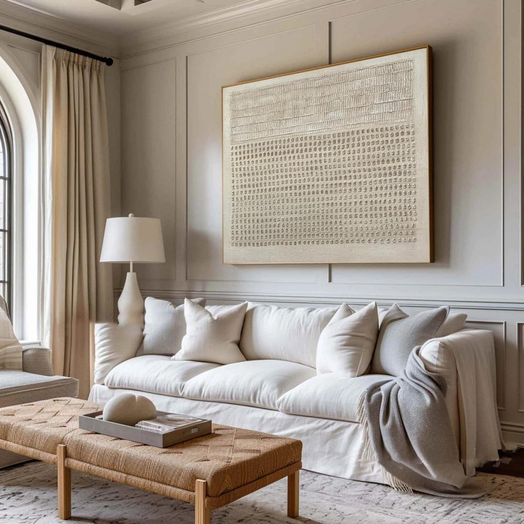 Glyphic Repetition – Wabi-Sabi Hand-Painted Oil Painting