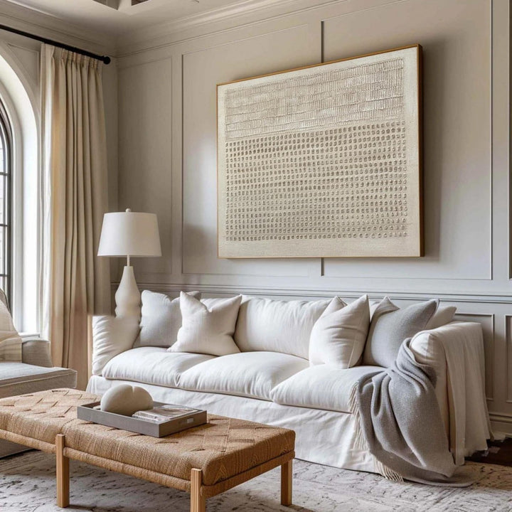 Glyphic Repetition – Wabi-Sabi Hand-Painted Oil Painting