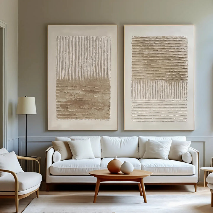 Kinetic Lines – Wabi-Sabi Hand-Painted Diptych Set