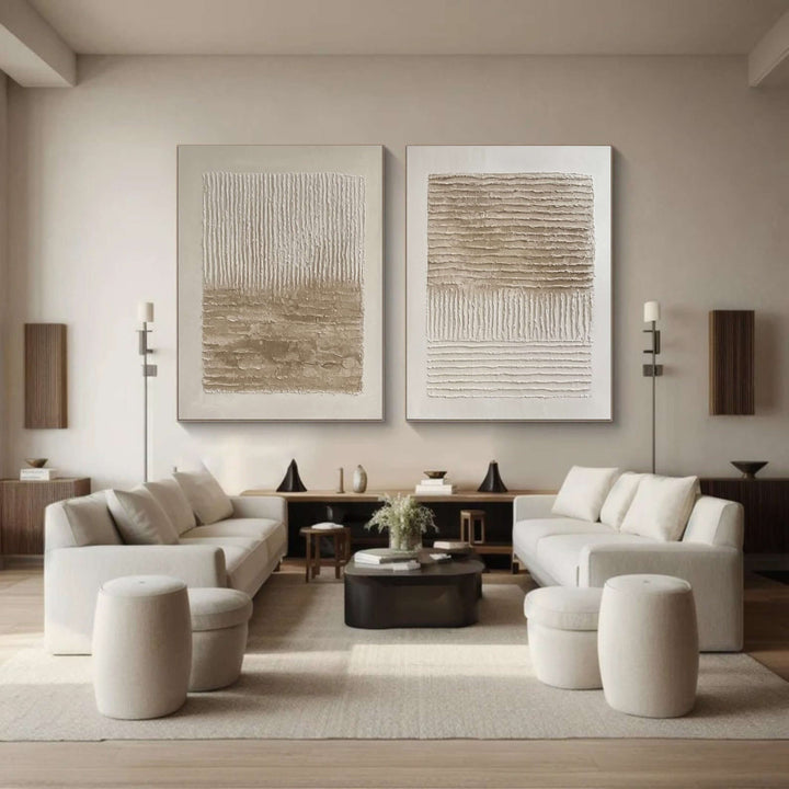 Kinetic Lines – Wabi-Sabi Hand-Painted Diptych Set