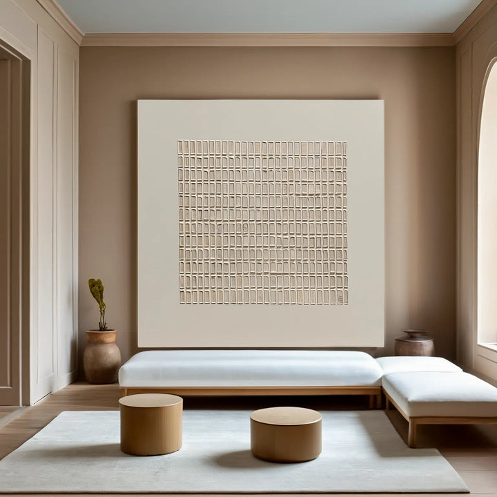 Rectilinear Code – Wabi-Sabi Hand-Painted Oil Painting