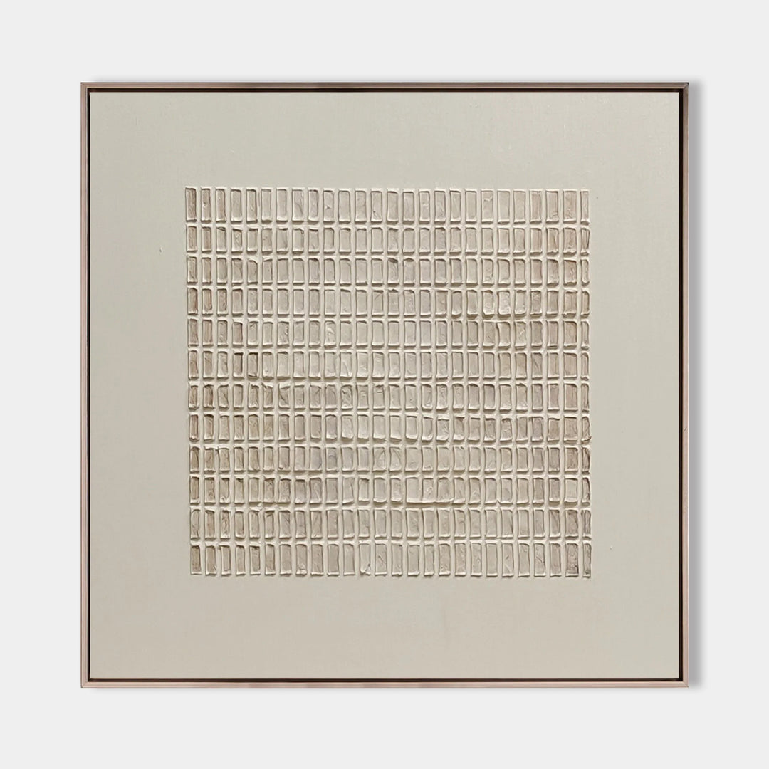 Rectilinear Code – Wabi-Sabi Hand-Painted Oil Painting