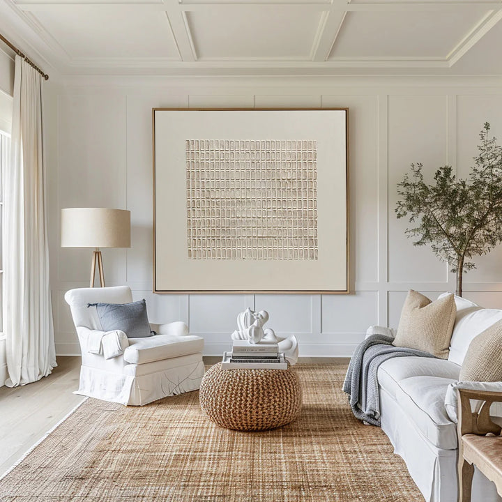 Rectilinear Code – Wabi-Sabi Hand-Painted Oil Painting