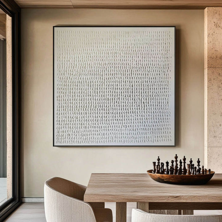 Textural Grid – Wabi-Sabi Hand-Painted Oil Painting