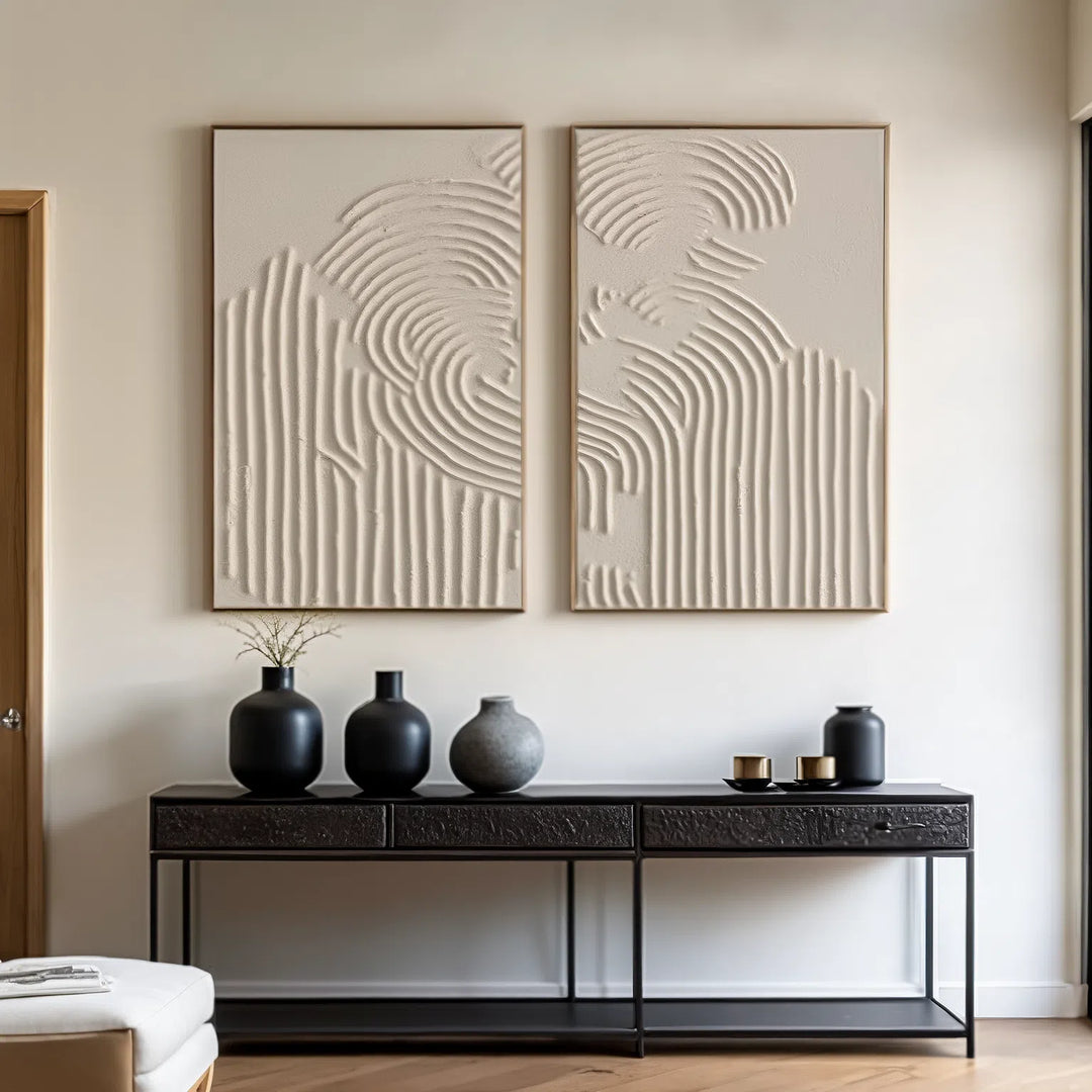 Concentric Flow – Wabi-Sabi Hand-Painted Diptych Set