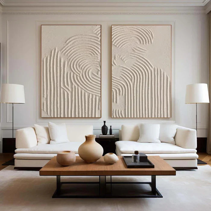 Concentric Flow – Wabi-Sabi Hand-Painted Diptych Set