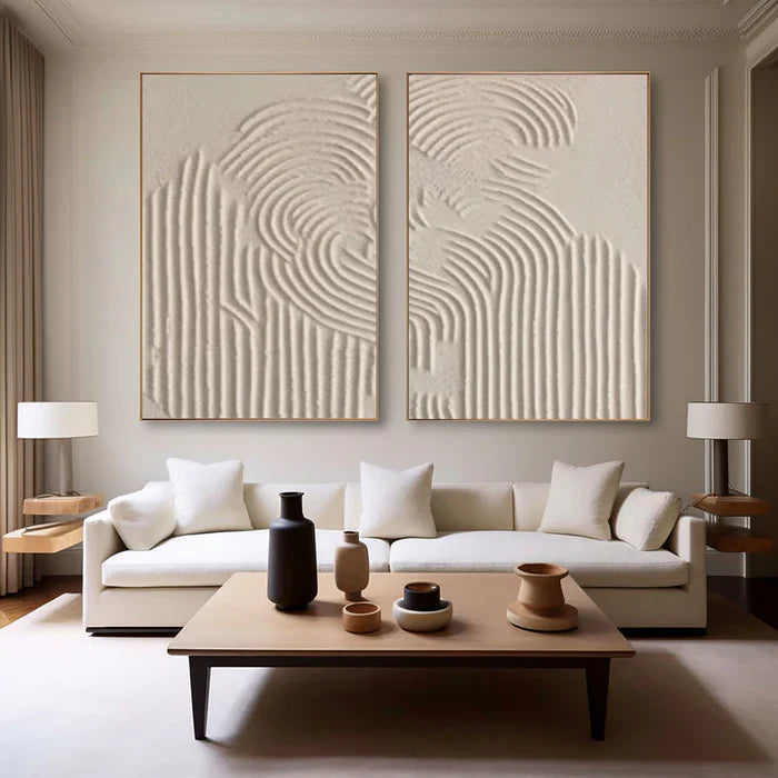 Concentric Flow – Wabi-Sabi Hand-Painted Diptych Set