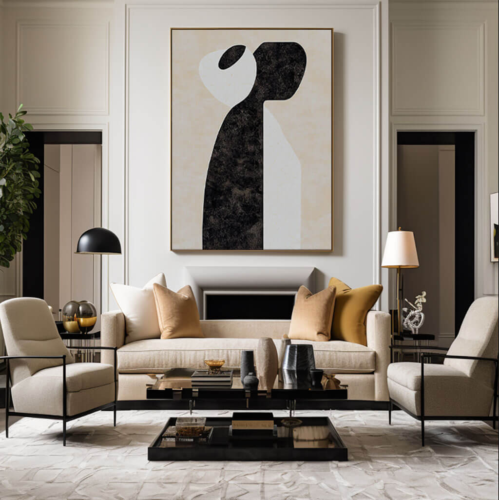 Yin-Yang Embrace – Abstract Hand-Painted Oil Painting